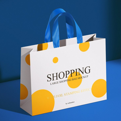 Custom Logo White Coated Shipping Paper Bags With Handles
